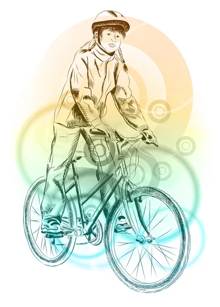 Bicicleta menina — Vetor de Stock