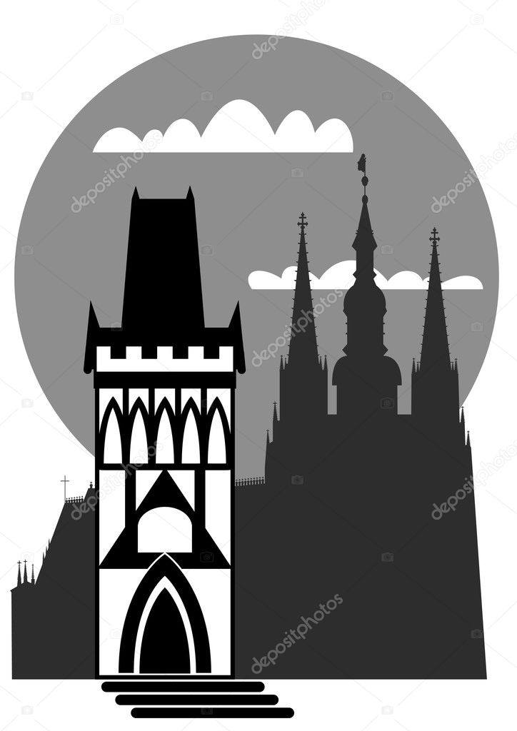 Prague - famous landmarks - vector
