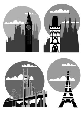 Famous cities and places - vector clipart