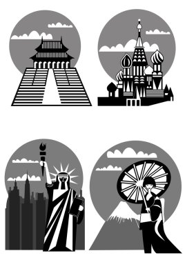 Various famous landmarks - vector clipart