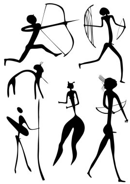 Archer and other figures - vector clipart