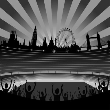 stadyum ve Londra manzarası - vektör