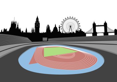 Stadium with London skyline clipart