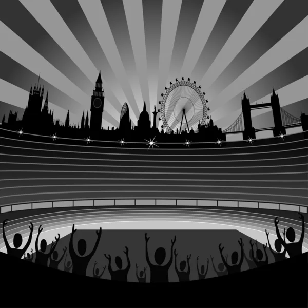 Stadyum ve Londra manzarası - vektör — Stok Vektör