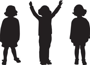 Little girl silhouettes clipart