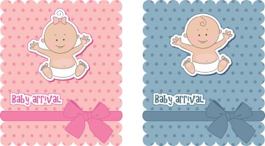 Baby arrival cards clipart