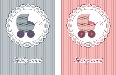 Baby arrival cards clipart