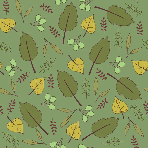 Verde senza cuciture con foglie — Vettoriale Stock
