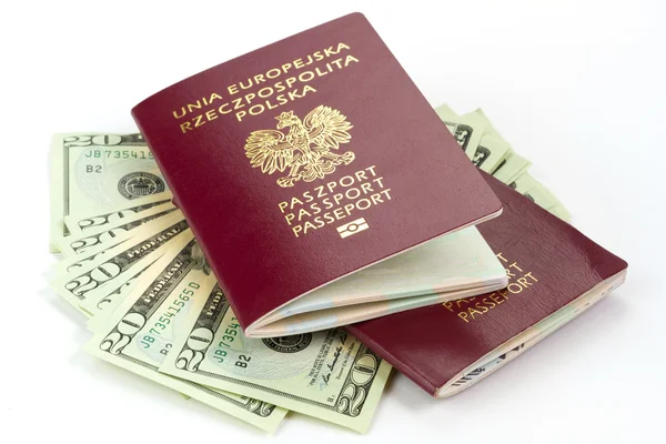 stock image Passports and money