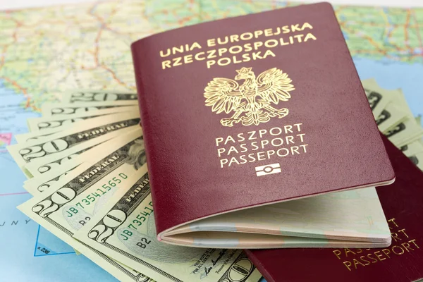 stock image Passports and money