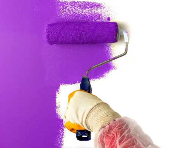 Rouleau de peinture violet — Photo