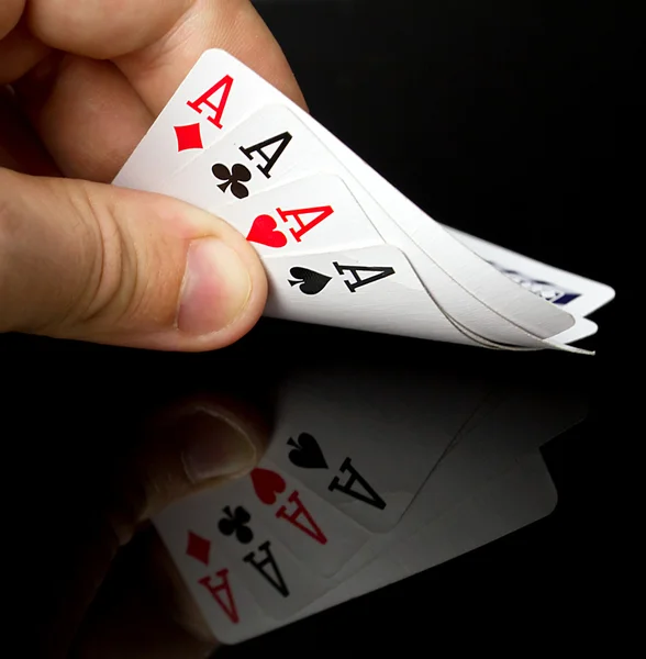 Four aces in hand — Stock Photo, Image