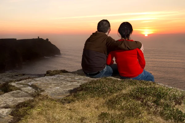 Loving Couple at sunset — Stock Photo, Image
