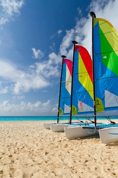 双体船在加勒比海滩上 — 图库照片
