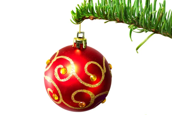 Bauble en el árbol de Navidad — Foto de Stock