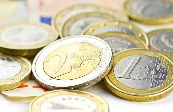 Zusammensetzung der Euro-Münzen — Stockfoto