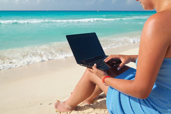 stock image With laptop on holidays