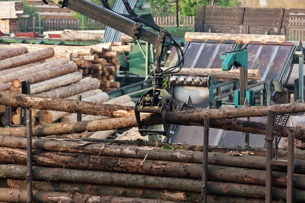 Loading of logs on transport — Stock Photo, Image