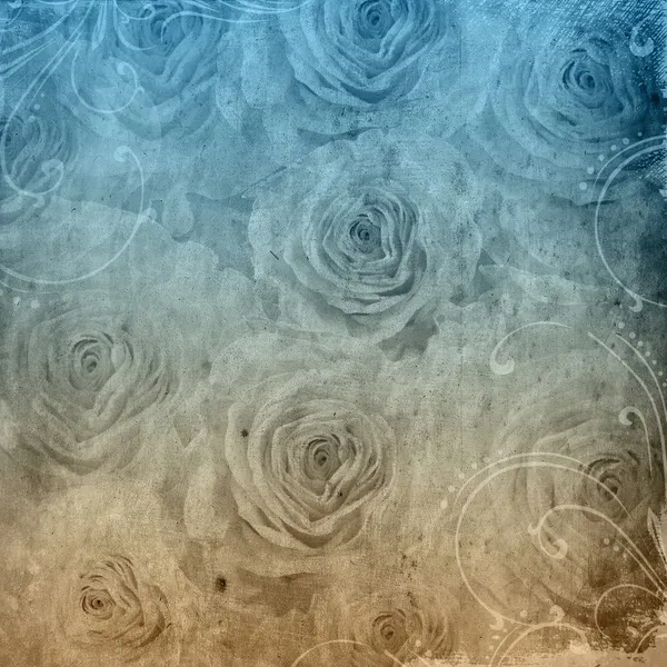 Texturerat grunge bakgrund med rosor och utrymme för text — Stockfoto