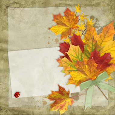 Fall leaves vintage background clipart