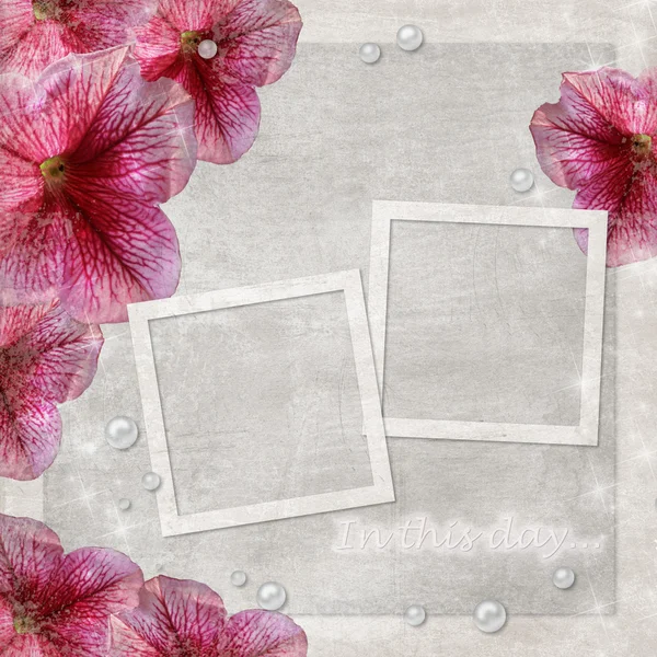 Цветы гранж фон с двумя кадрами — стоковое фото
