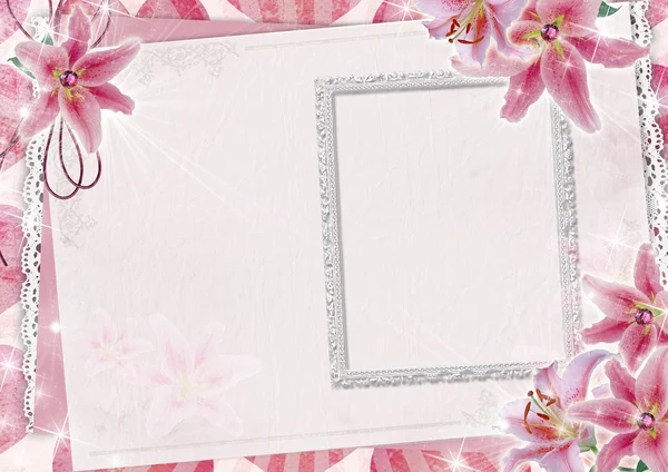 Tarjeta de felicitación con flores y lugar para el texto —  Fotos de Stock