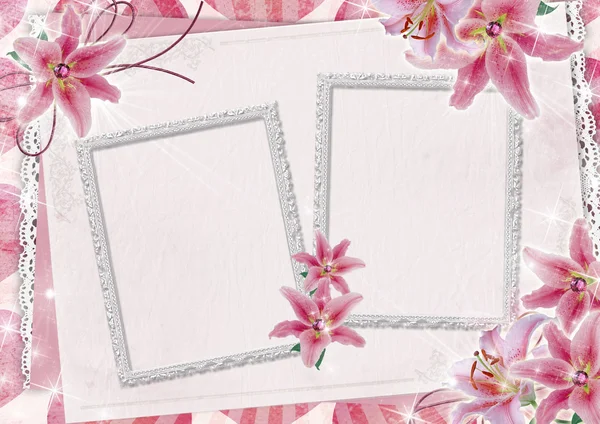 Cartão de saudação com flores e lugar para texto — Fotografia de Stock