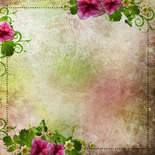 Bakgrunden för gratulationen kort i rosa och grönt — Stockfoto