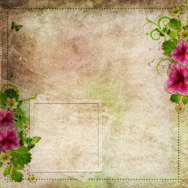 Поздравительная открытка в розовом и зеленом цветах — стоковое фото