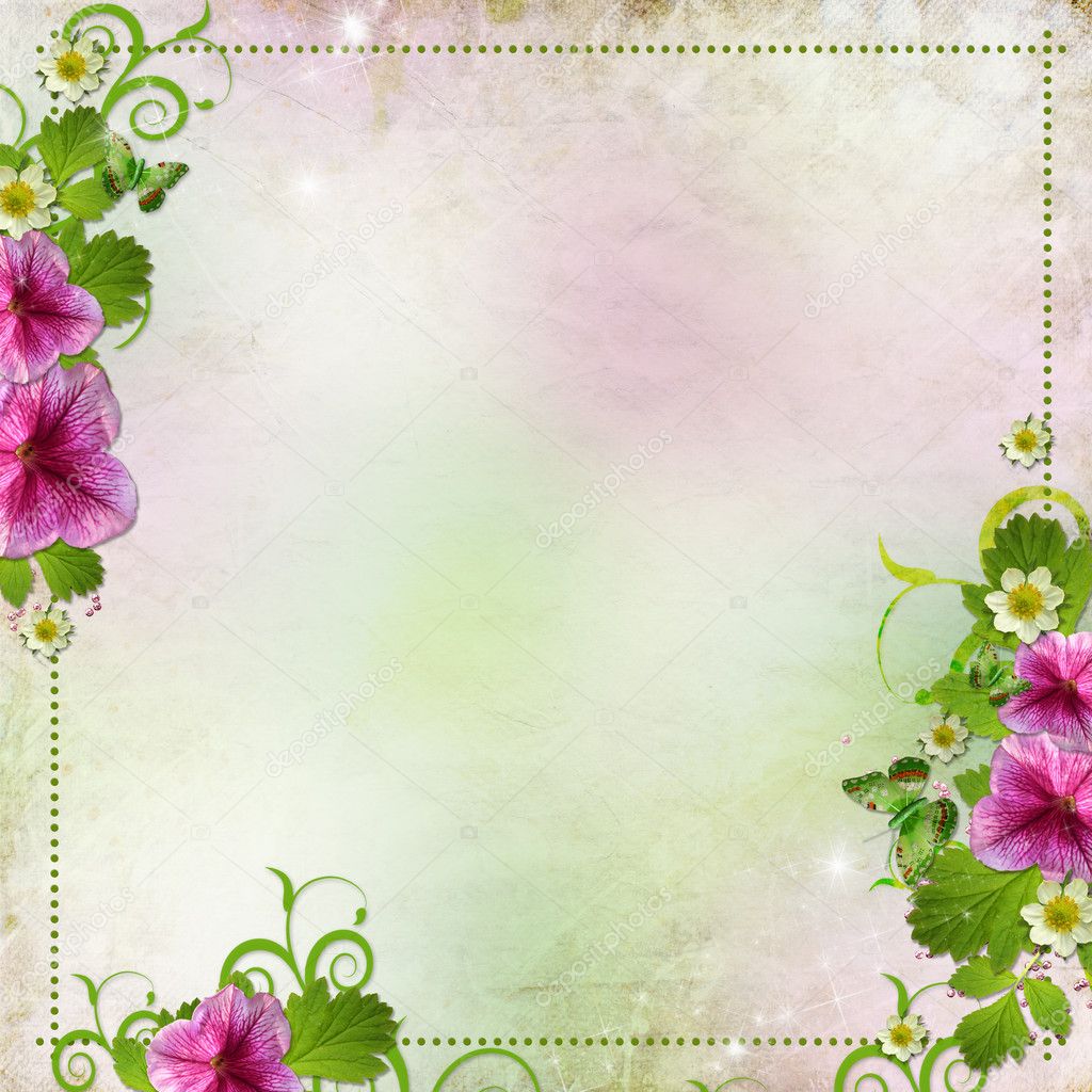 Background for congratulation card in pink and green