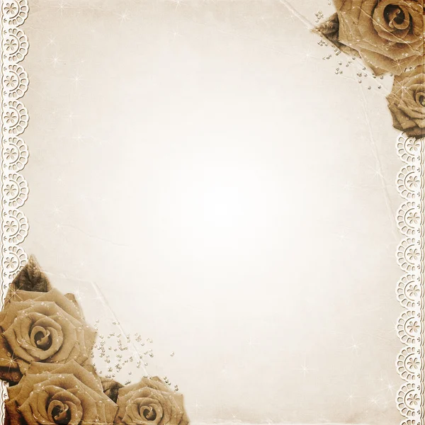 Alter Grunge Hintergrund mit Rosen — Stockfoto