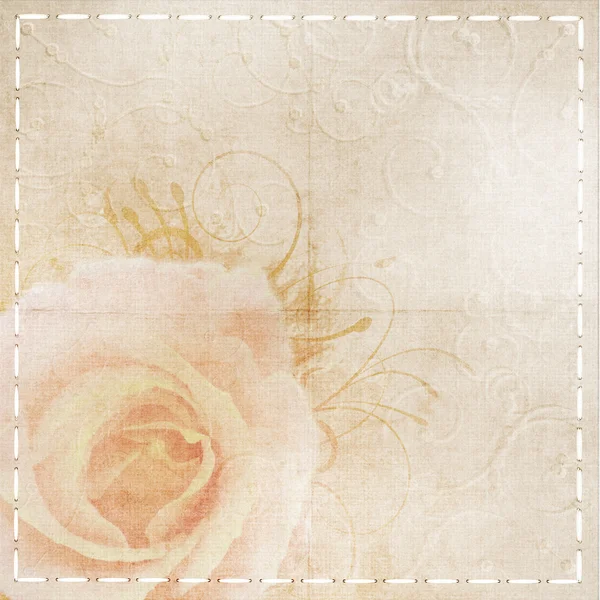Ročník svatebních béžové pozadí s růží — Stock fotografie