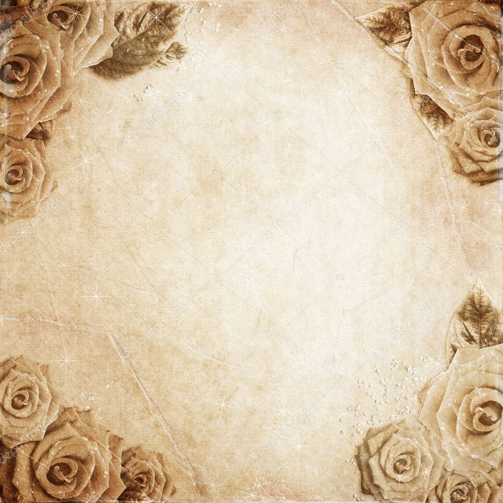 Old grunge background with roses