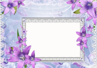 Beautiful frame with purple flowers clipart