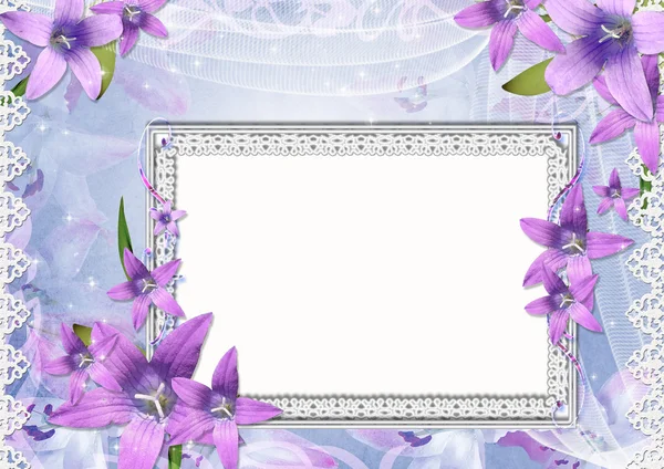 Beautiful frame with purple flowers — Stock Photo, Image