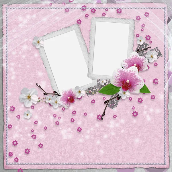 Cartão vintage com orquídea — Fotografia de Stock