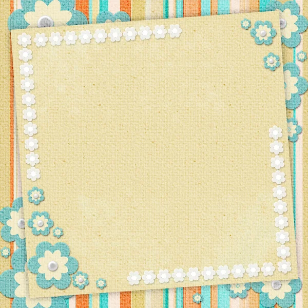 Kids card in scrapbook style in beige, cyan, orange — Stock Photo, Image