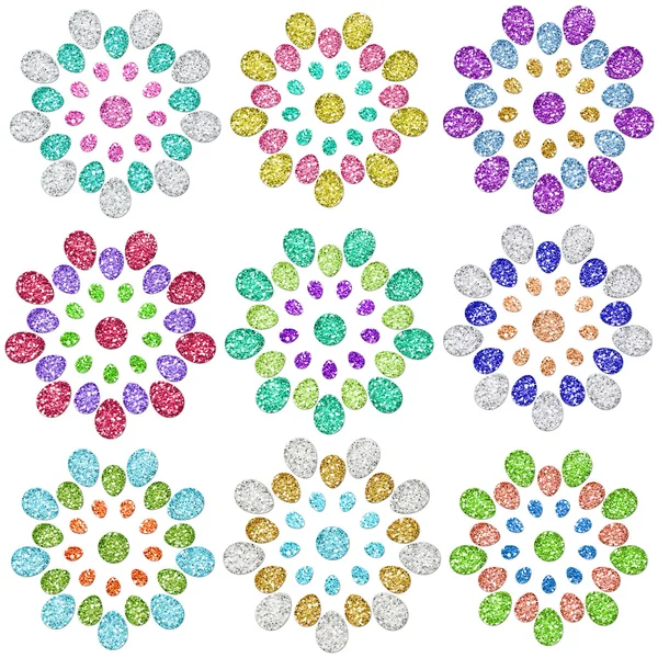 Stock image Set of 9 flower diamond jewel on white background