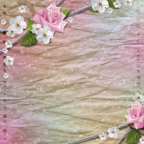 Papier Hintergrund mit Blumen — Stockfoto