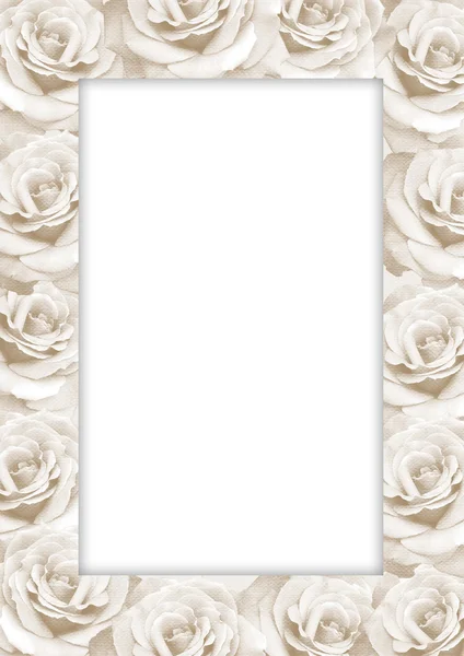 Decorative frame with roses on an old paper — Stock Photo, Image
