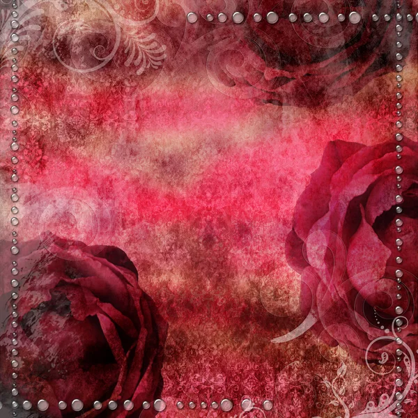 Romantic vintage background with dry rose and drops — Stock Photo, Image