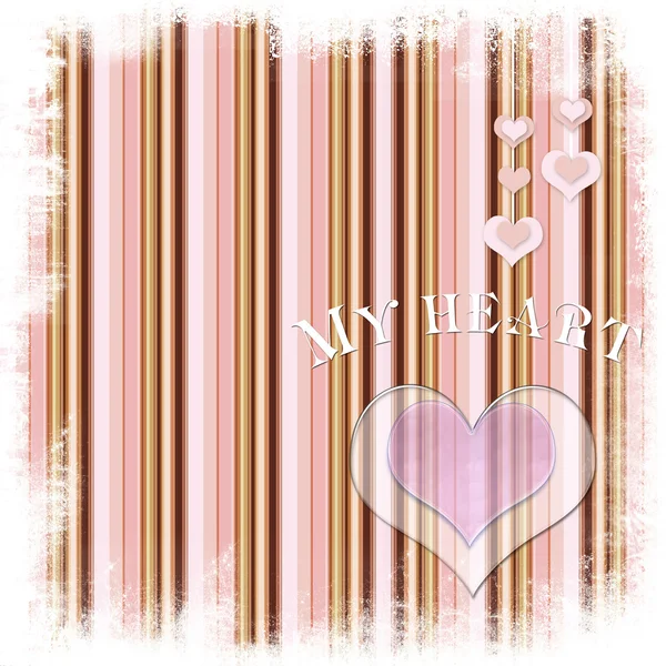 Valentine card with heart on striped background — Stock Photo, Image