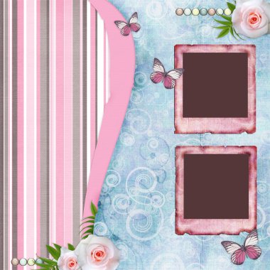 Beautyful album page in scrapbook style with paper frames for clipart