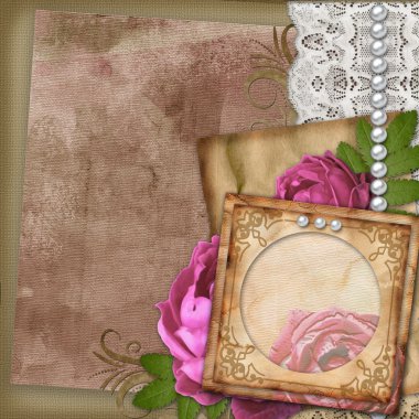 Vintage paper frame on vintage background clipart