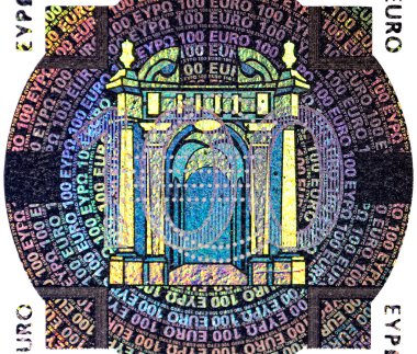 100 euro banknot holografik bir yama