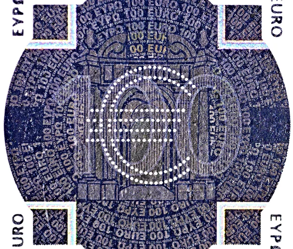 100 euro banknot holografik bir yama — Stok fotoğraf
