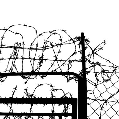 fence from barbed wires clipart