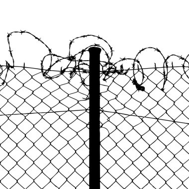 Vector of wired fence with barbed wires clipart