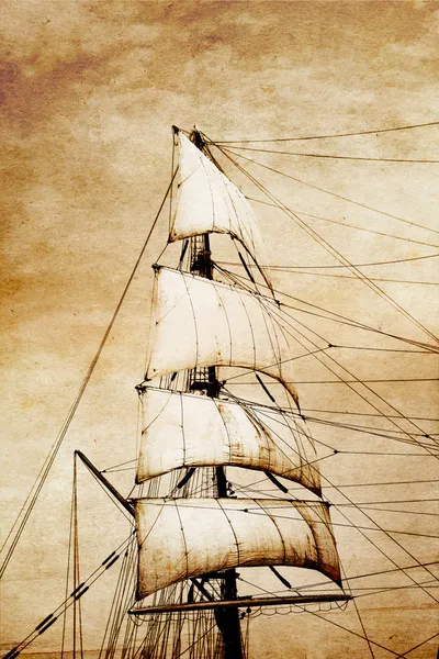 Eski kağıt üzerinde yelken — Stok fotoğraf