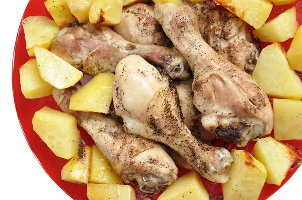 Печёная картошка с курицей. Домашняя кухня — стоковое фото